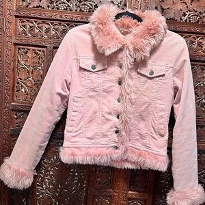 Freedom OHS Corduroy Denim Pink Fur Trimmed Jacket